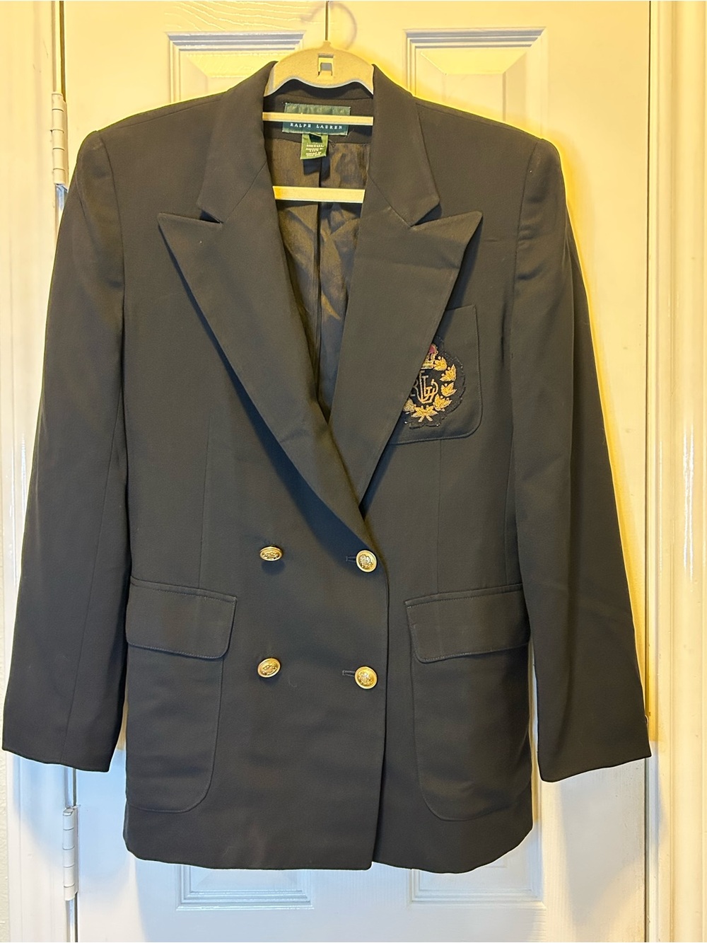 Lauren Ralph Lauren Black Double-Breasted Crest Sport Coat with Gold Buttons - Picture 2 of 12